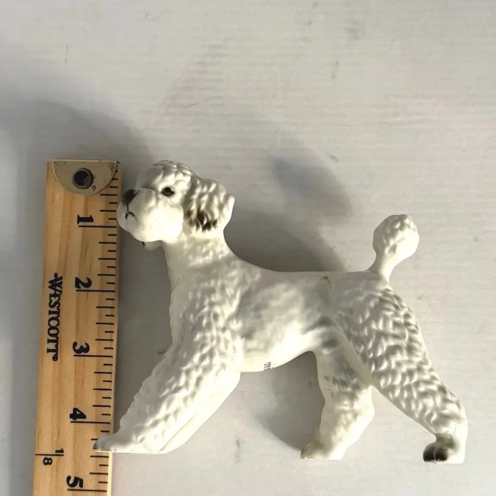 Vintage mid century modern ceramic white poodle figurine made in Japan